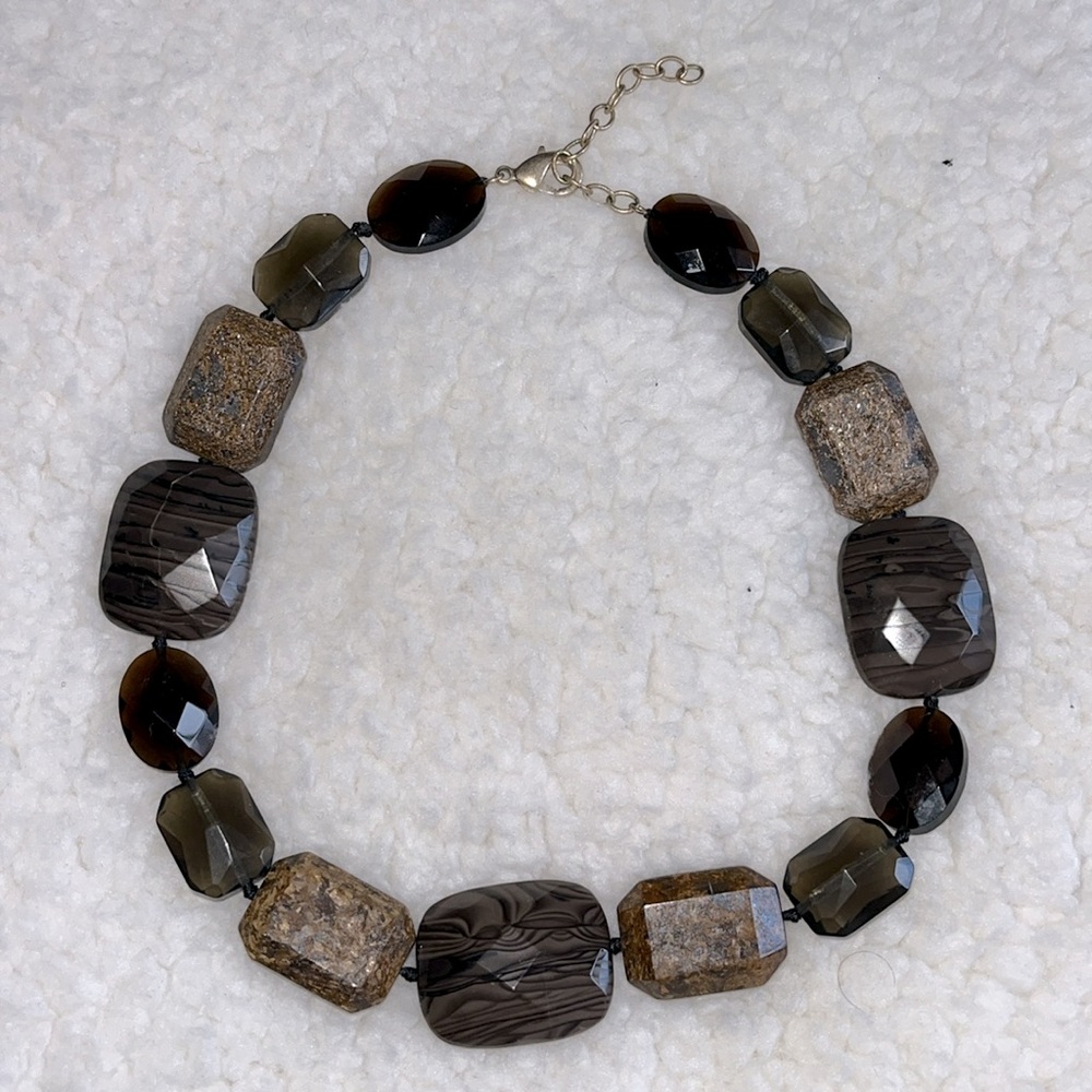 16” Brown Stone & Bead Necklace